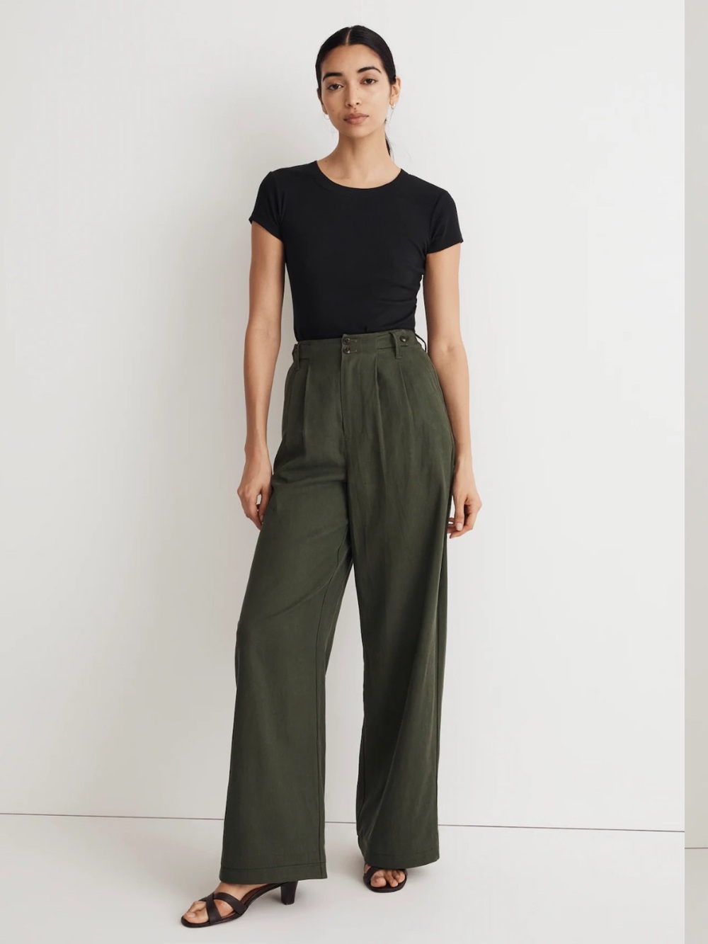 Madewell Harlow Wide Leg Pants Dark Forest Green - Picture 3 of 9
